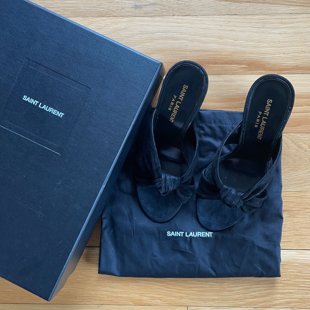 Saint Laurent Bianca Knotted Suede Mules